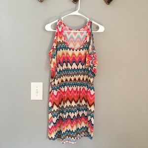 Love, fire colorful cold shoulder tunic dress